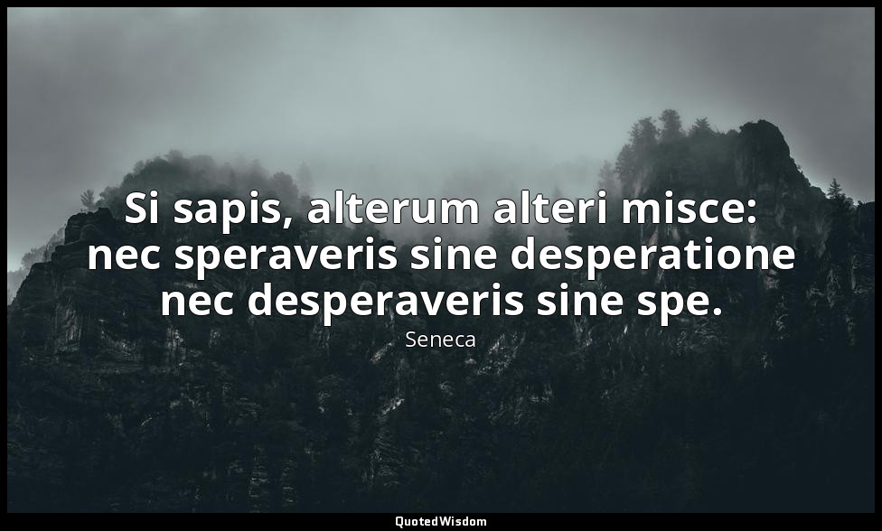Si sapis, alterum alteri misce: nec speraveris sine desperatione nec desperaveri — Seneca