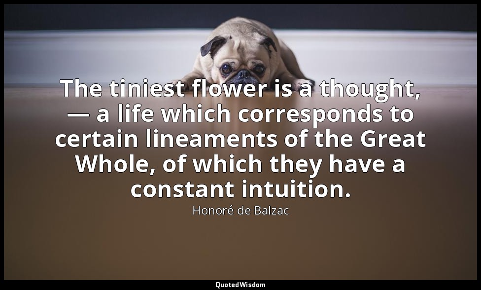 The tiniest flower is a thought, — a life which corresponds to certain lineament — Honoré de Balzac