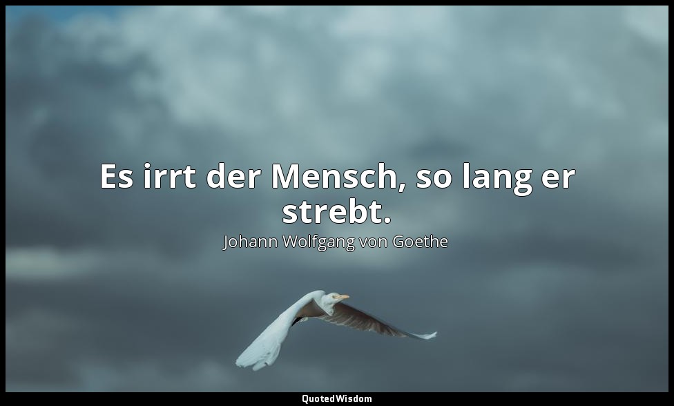 Es irrt der Mensch, so lang er strebt. — Johann Wolfgang von Goethe