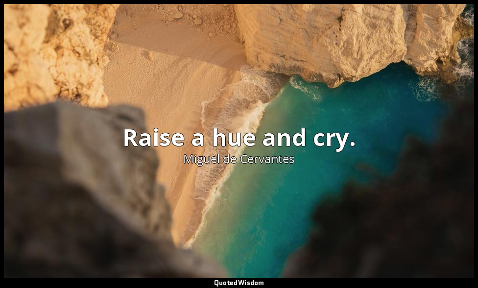 Raise a hue and cry. — Miguel de Cervantes