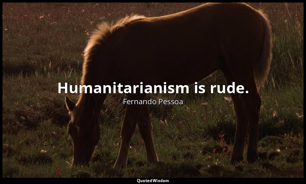 Humanitarianism is rude. — Fernando Pessoa