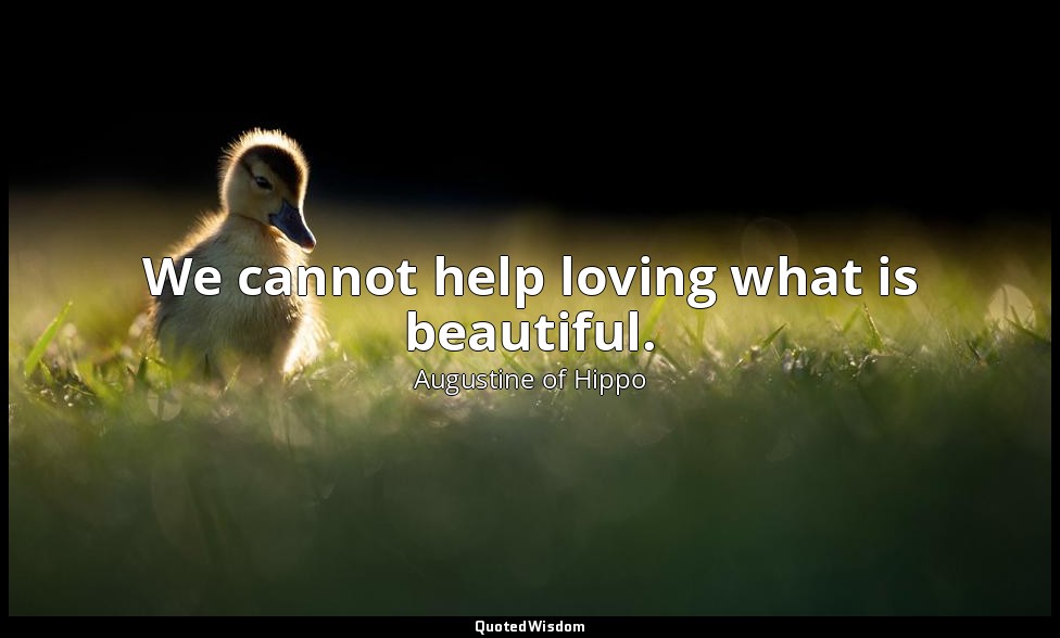 We cannot help loving what is beautiful. — Augustine of Hippo