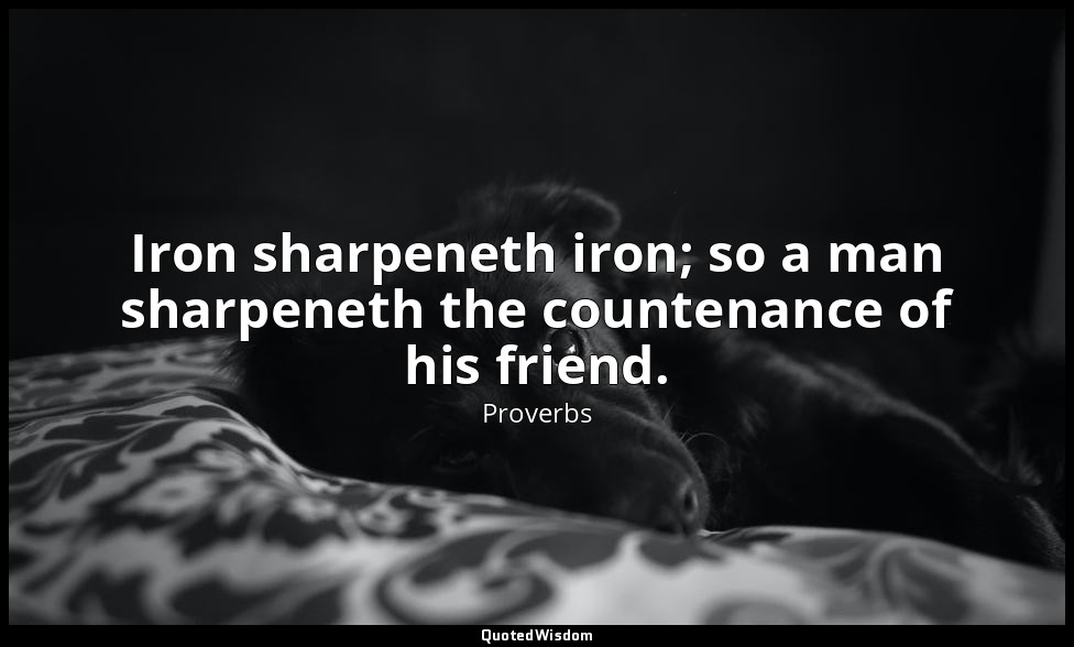 Iron sharpeneth iron; so a man sharpeneth the countenance of his friend. — Proverbs