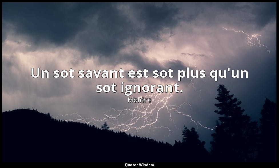 Un sot savant est sot plus qu'un sot ignorant. — Molière