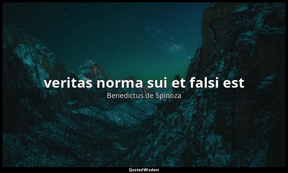 veritas norma sui et falsi est — Benedictus de Spinoza