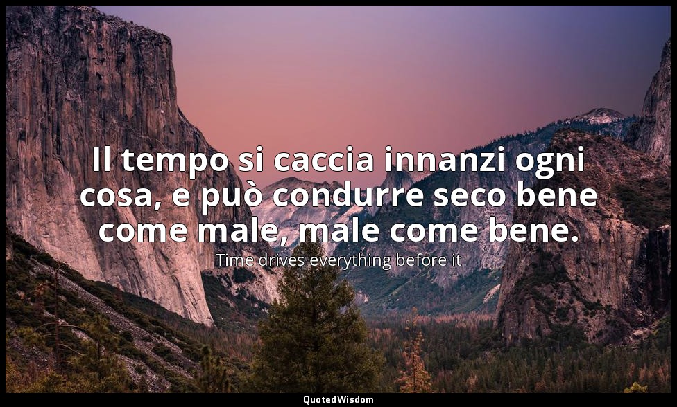 Il tempo si caccia innanzi ogni cosa, e può condurre seco bene come male, male c — Time drives everything before it