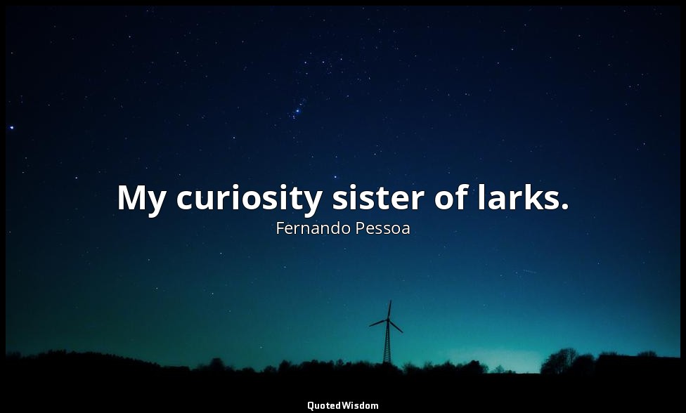 My curiosity sister of larks. — Fernando Pessoa