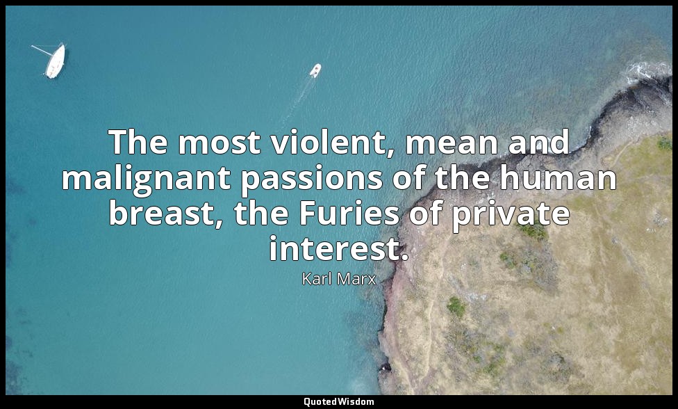 The most violent, mean and malignant passions of the human breast, the Furies of — Karl Marx