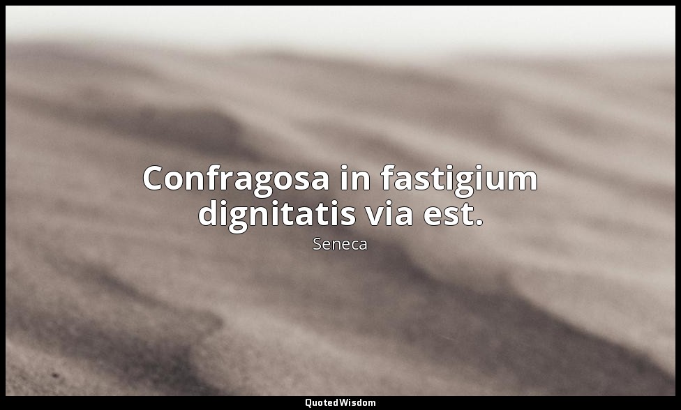 Confragosa in fastigium dignitatis via est. — Seneca