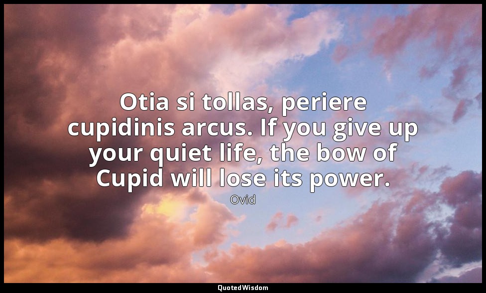 Otia si tollas, periere cupidinis arcus. If you give up your quiet life, the bow — Ovid