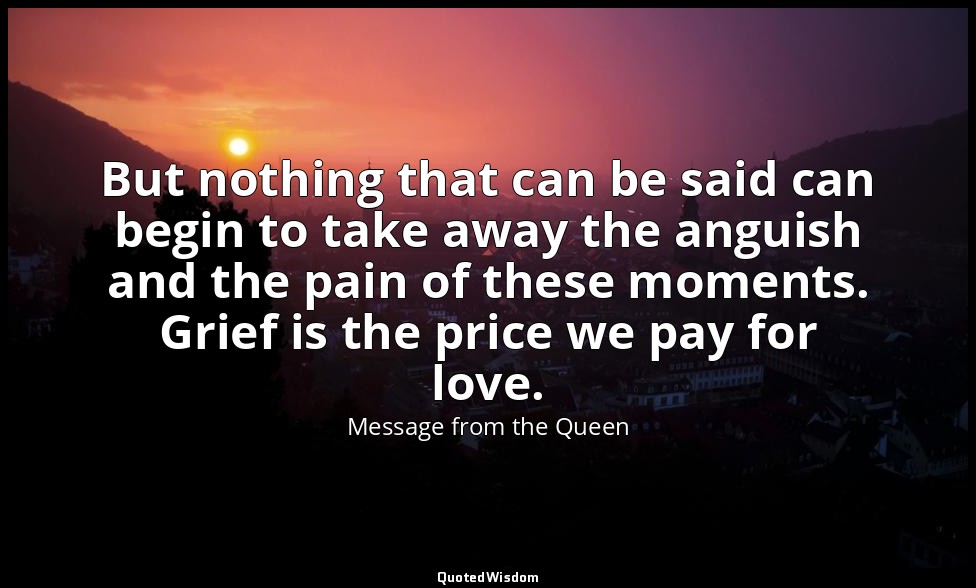 But nothing that can be said can begin to take away the anguish and the pain of  — Message from the Queen