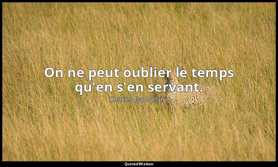 On ne peut oublier le temps qu'en s'en servant. — Charles Baudelaire