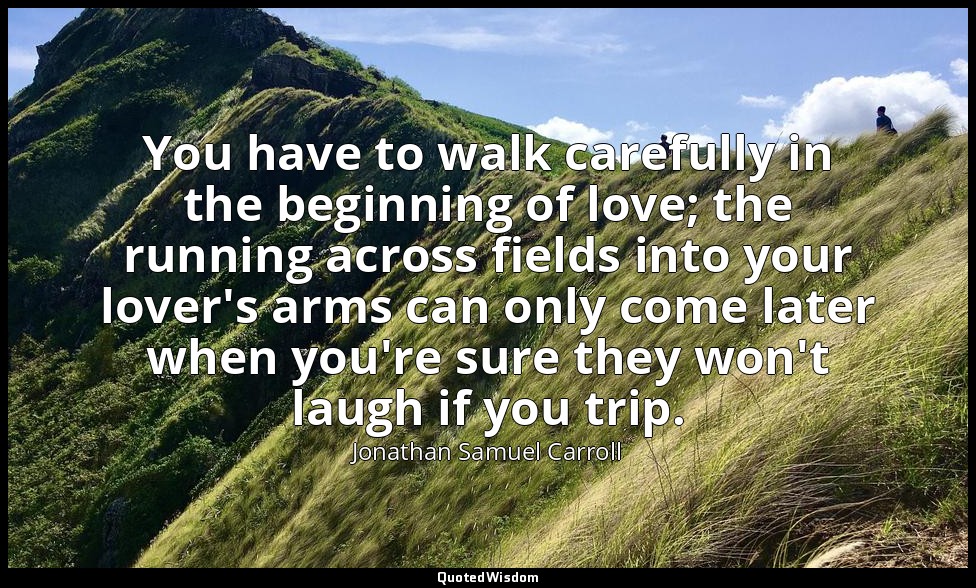 You have to walk carefully in the beginning of love; the running across fields i — Jonathan Samuel Carroll