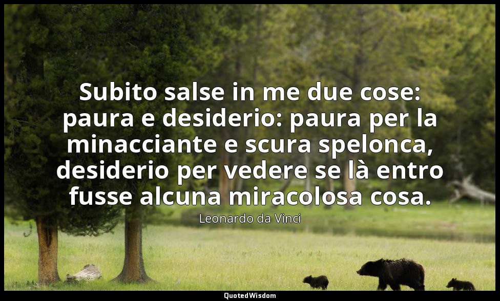 Subito salse in me due cose: paura e desiderio: paura per la minacciante e scura — Leonardo da Vinci