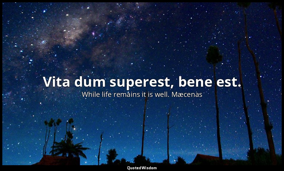 Vita dum superest, bene est. — While life remains it is well. Mæcenas