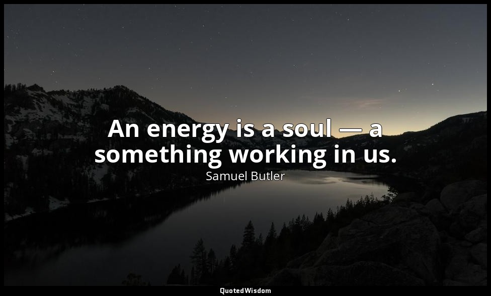 An energy is a soul — a something working in us. — Samuel Butler