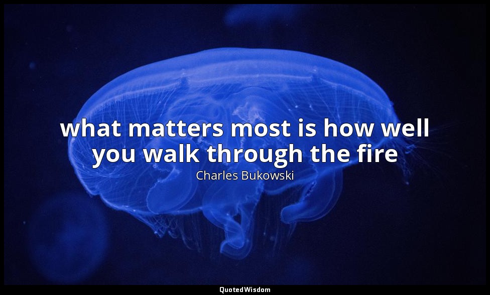 what matters most is how well you walk through the fire — Charles Bukowski