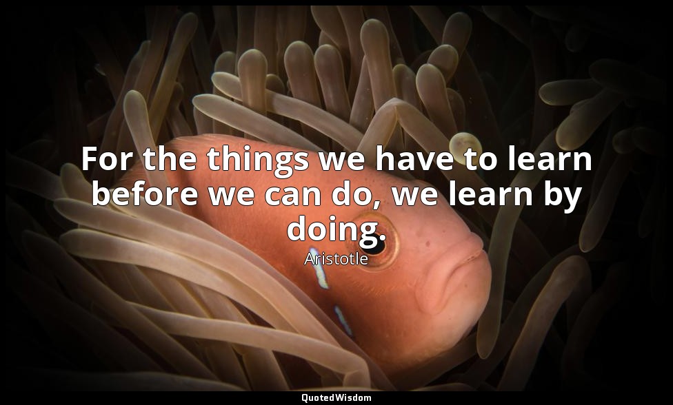 For the things we have to learn before we can do, we learn by doing. — Aristotle