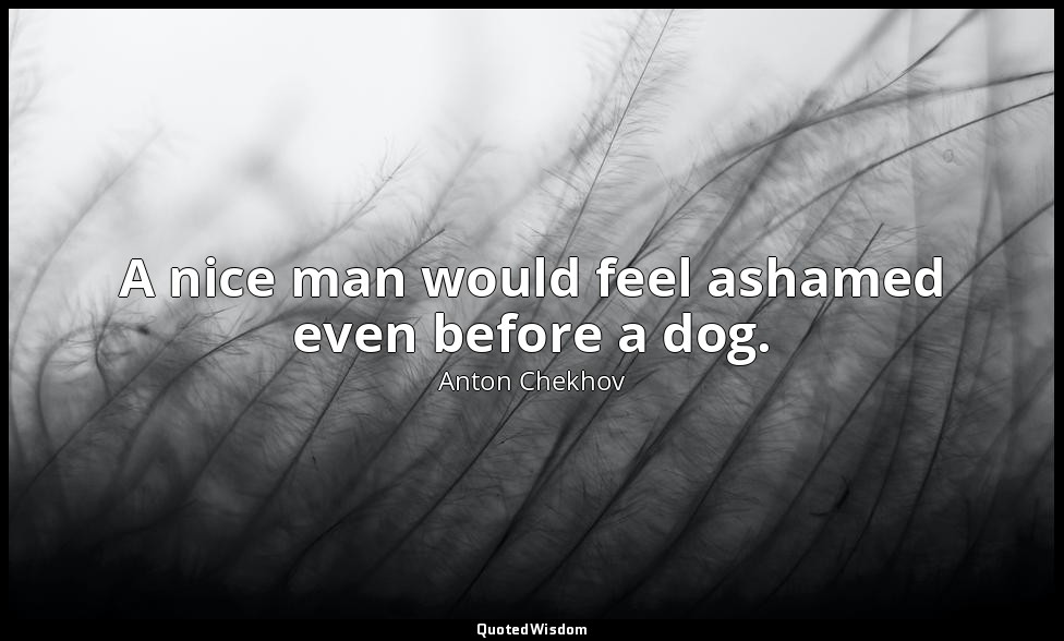 A nice man would feel ashamed even before a dog. — Anton Chekhov