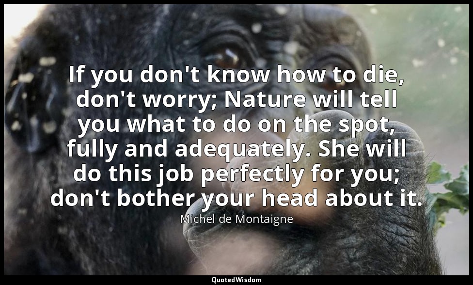 If you don't know how to die, don't worry; Nature will tell you what to do on th — Michel de Montaigne