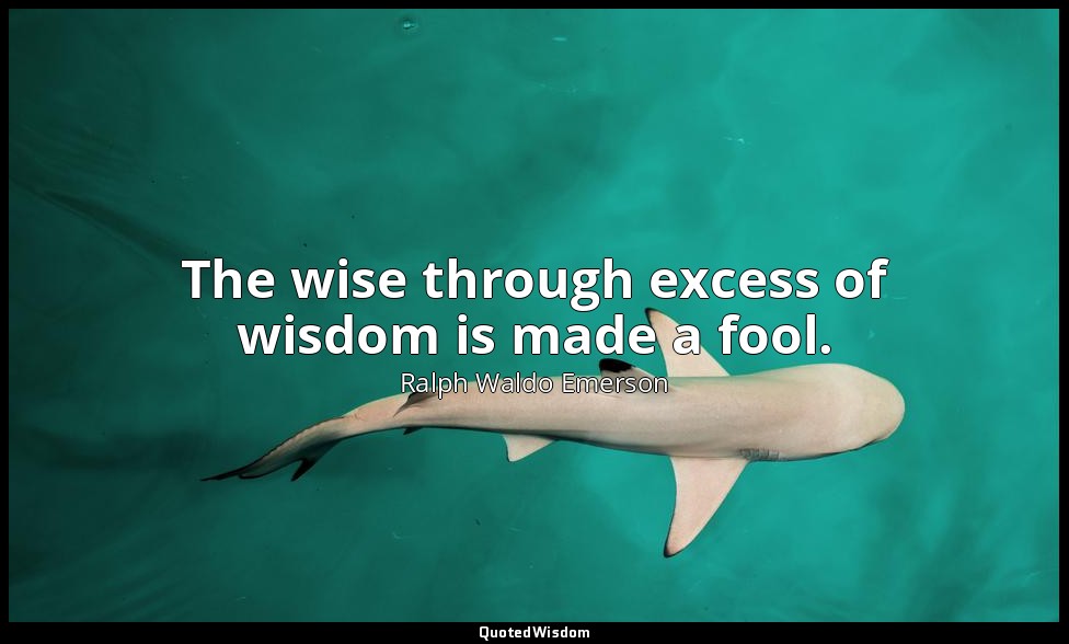 The wise through excess of wisdom is made a fool. — Ralph Waldo Emerson