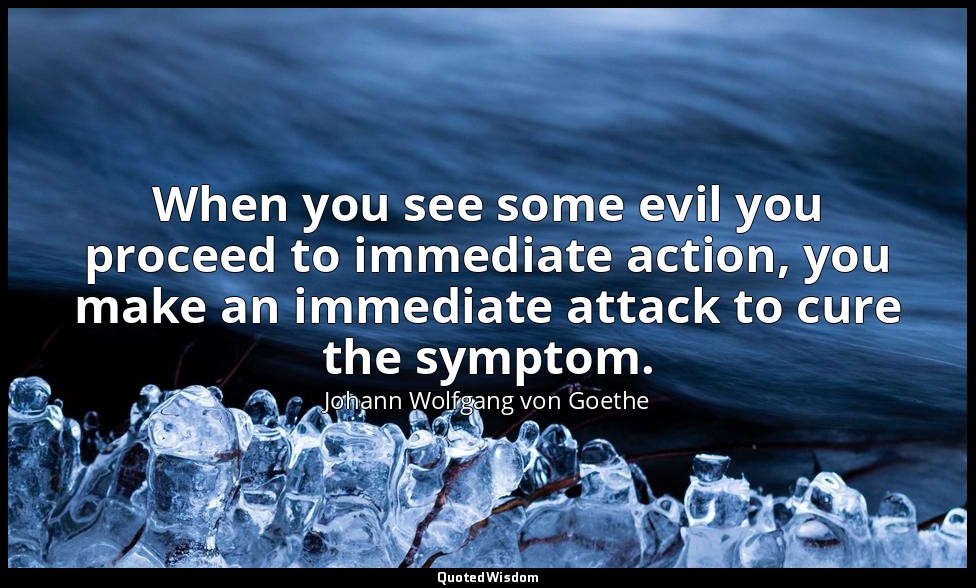 When you see some evil you proceed to immediate action, you make an immediate at — Johann Wolfgang von Goethe