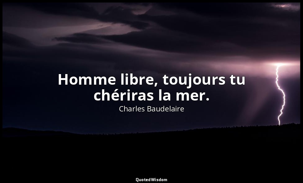 Homme libre, toujours tu chériras la mer. — Charles Baudelaire