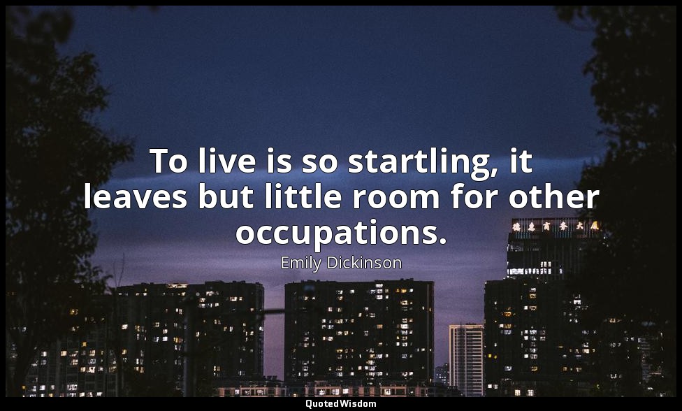 To live is so startling, it leaves but little room for other occupations. — Emily Dickinson