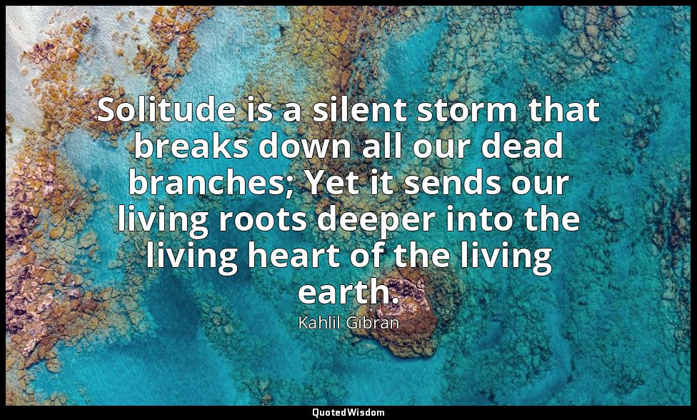 Solitude is a silent storm that breaks down all our dead branches; Yet it sends  — Kahlil Gibran