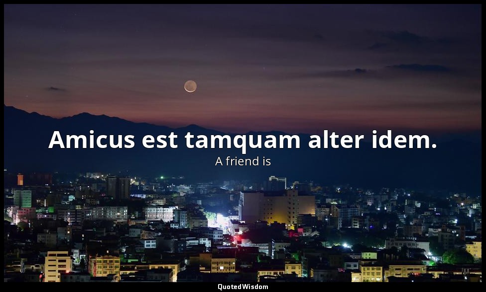 Amicus est tamquam alter idem. — A friend is