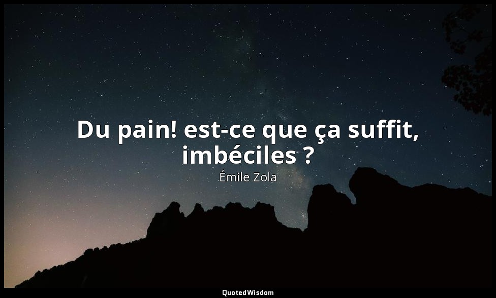 Du pain! est-ce que ça suffit, imbéciles ? — Émile Zola