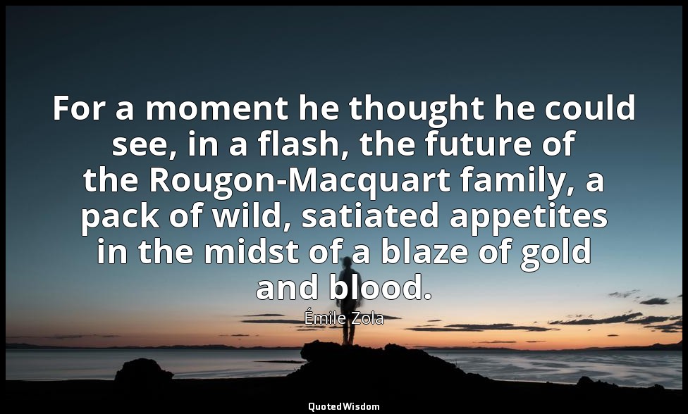 For a moment he thought he could see, in a flash, the future of the Rougon-Macqu — Émile Zola