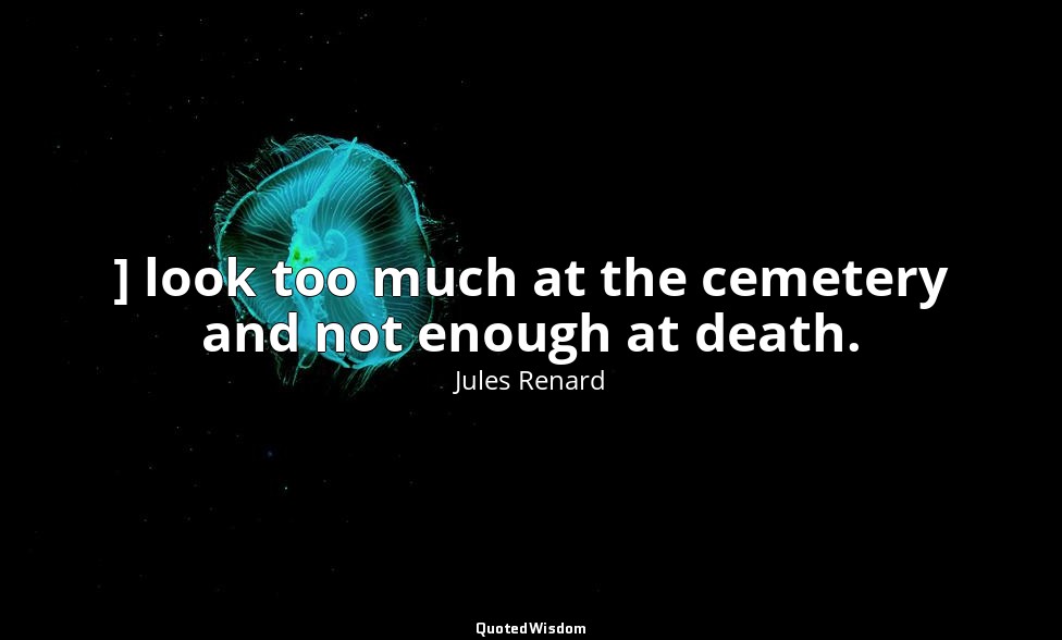 ] look too much at the cemetery and not enough at death. — Jules Renard