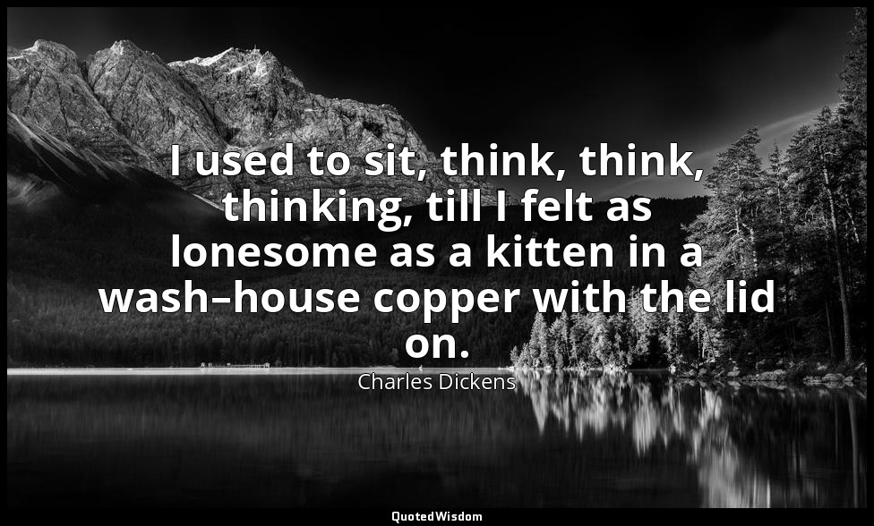 I used to sit, think, think, thinking, till I felt as lonesome as a kitten in a  — Charles Dickens