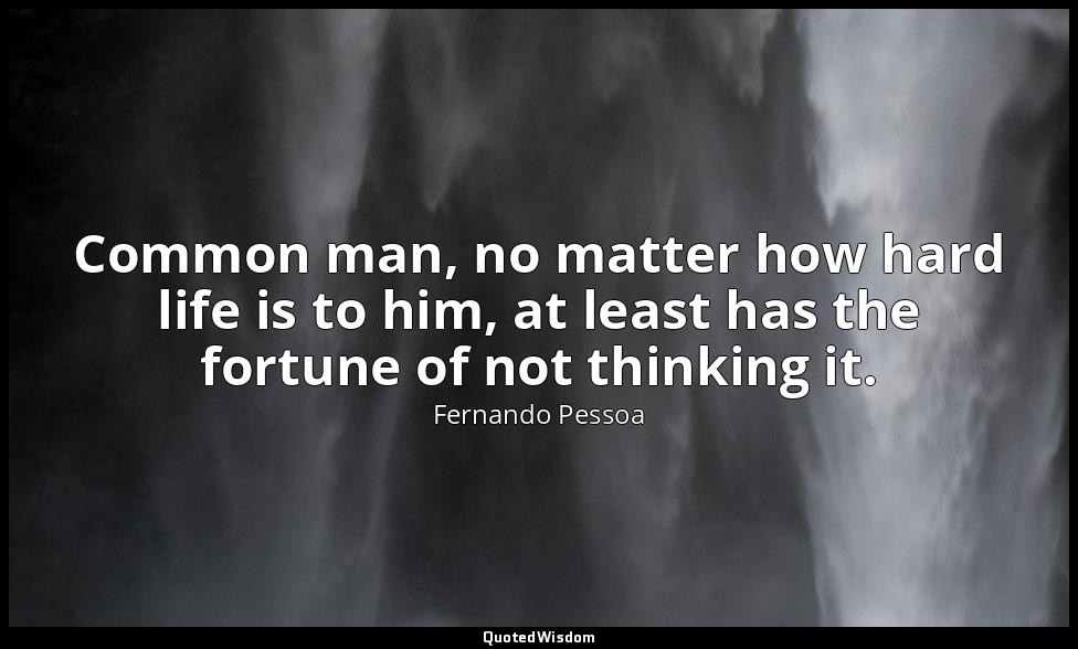 Common man, no matter how hard life is to him, at least has the fortune of not t — Fernando Pessoa