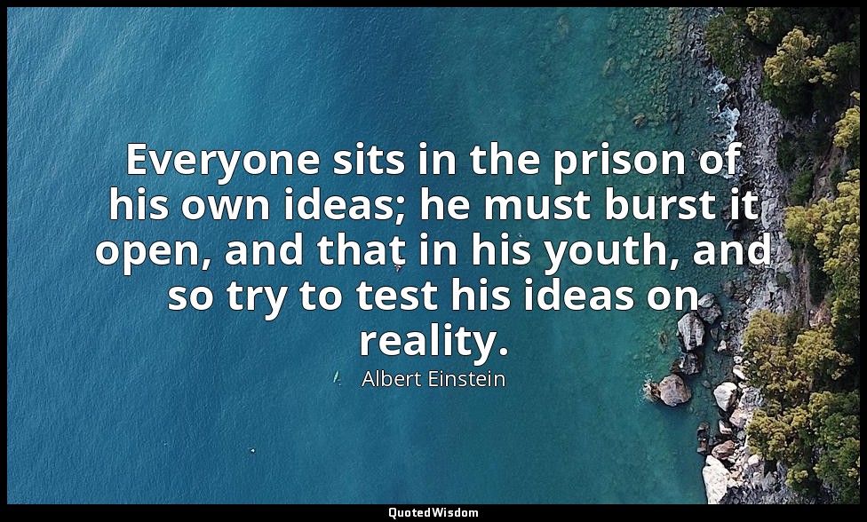 Everyone sits in the prison of his own ideas; he must burst it open, and that in — Albert Einstein