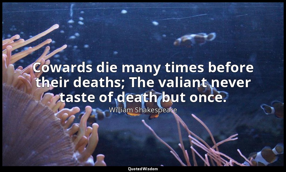 Cowards die many times before their deaths; The valiant never taste of death but — William Shakespeare