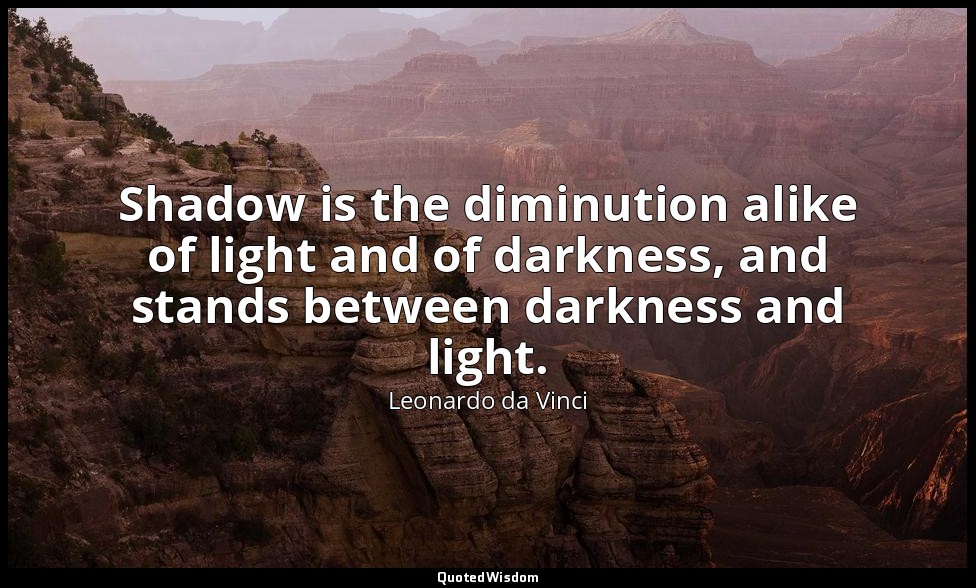 Shadow is the diminution alike of light and of darkness, and stands between dark — Leonardo da Vinci