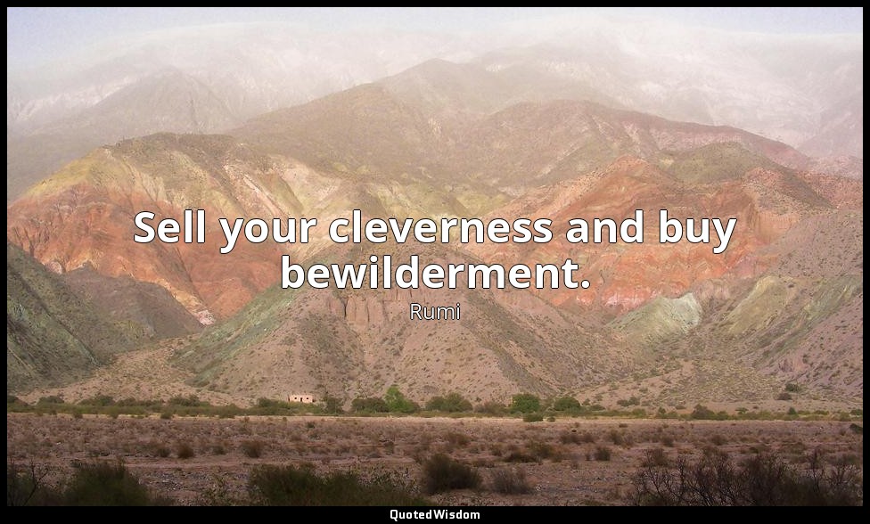 Sell your cleverness and buy bewilderment. — Rumi