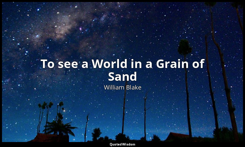 To see a World in a Grain of Sand — William Blake
