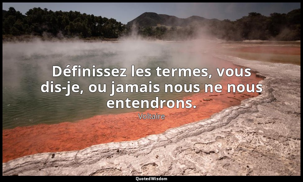 Définissez les termes, vous dis-je, ou jamais nous ne nous entendrons. — Voltaire