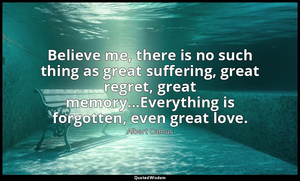 Believe me, there is no such thing as great suffering, great regret, great memor — Albert Camus