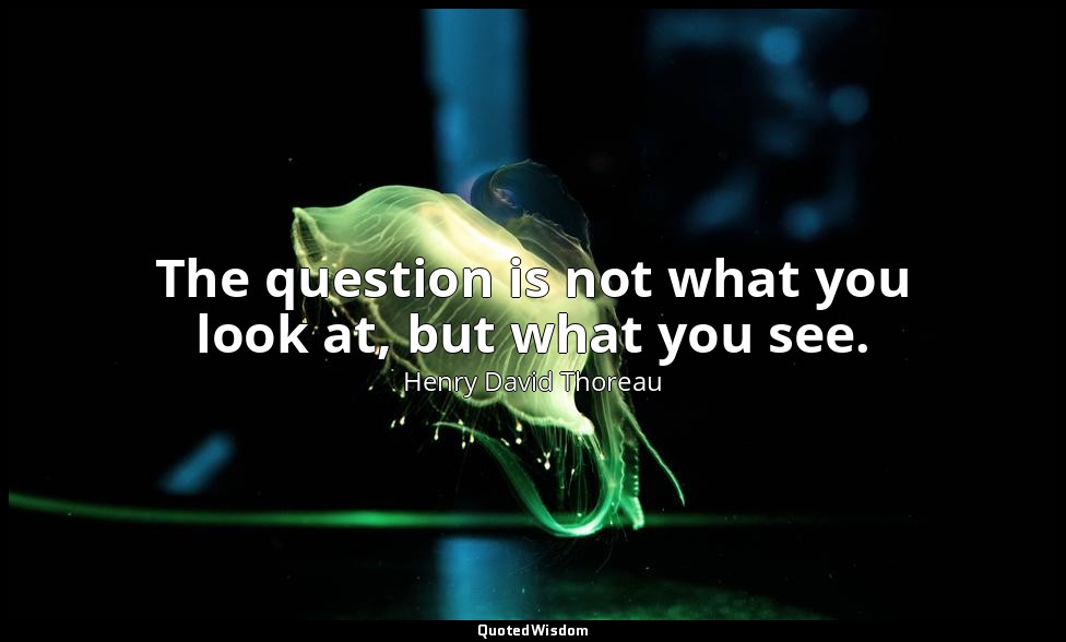 The question is not what you look at, but what you see. — Henry David Thoreau