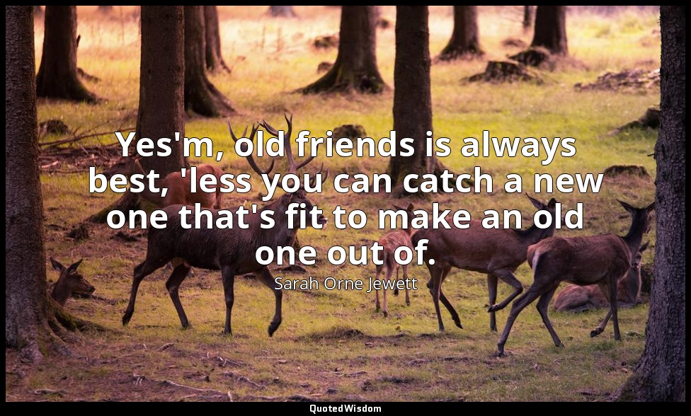 Yes'm, old friends is always best, 'less you can catch a new one that's fit to m — Sarah Orne Jewett