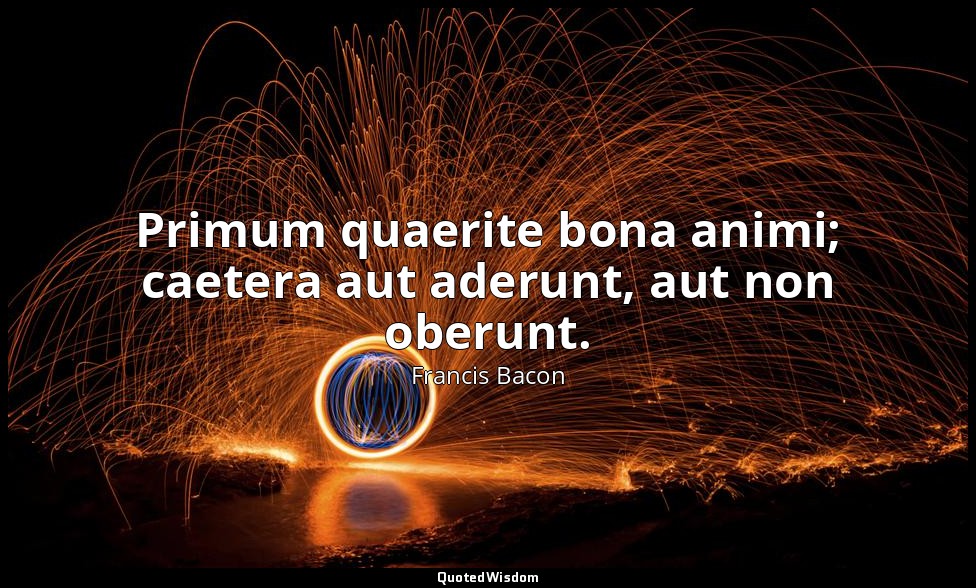 Primum quaerite bona animi; caetera aut aderunt, aut non oberunt. — Francis Bacon