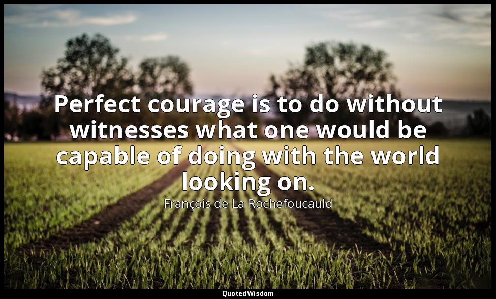 Perfect courage is to do without witnesses what one would be capable of doing wi — François de La Rochefoucauld