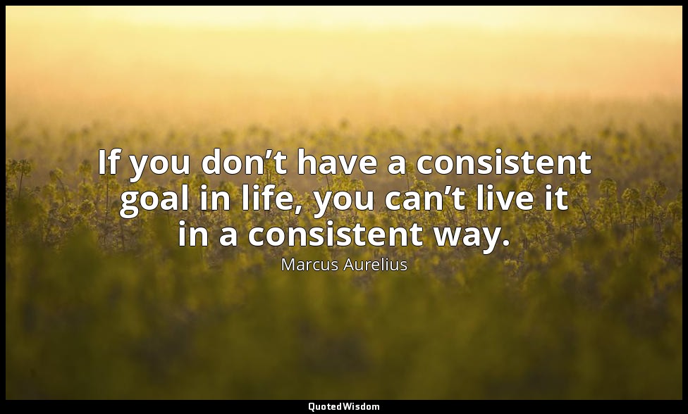 If you don’t have a consistent goal in life, you can’t live it in a consistent w — Marcus Aurelius