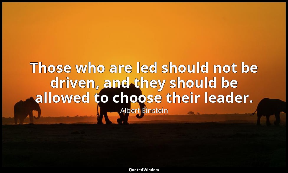 Those who are led should not be driven, and they should be allowed to choose the — Albert Einstein