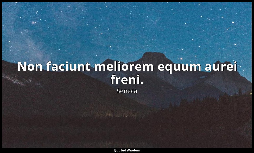 Non faciunt meliorem equum aurei freni. — Seneca