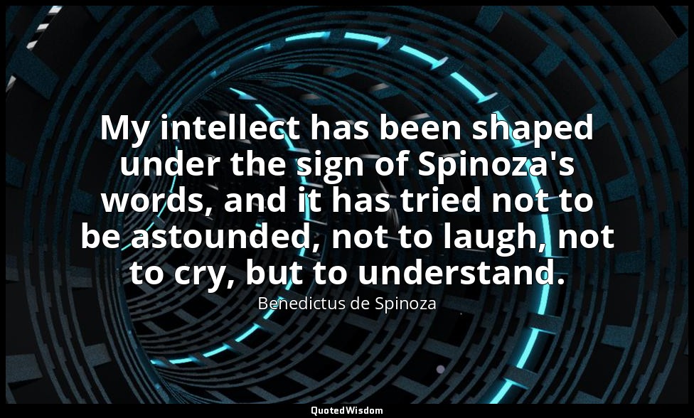 My intellect has been shaped under the sign of Spinoza's words, and it has tried — Benedictus de Spinoza
